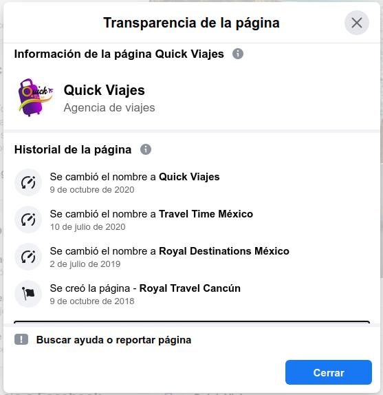 Quick Viajes / Historial de la página FB