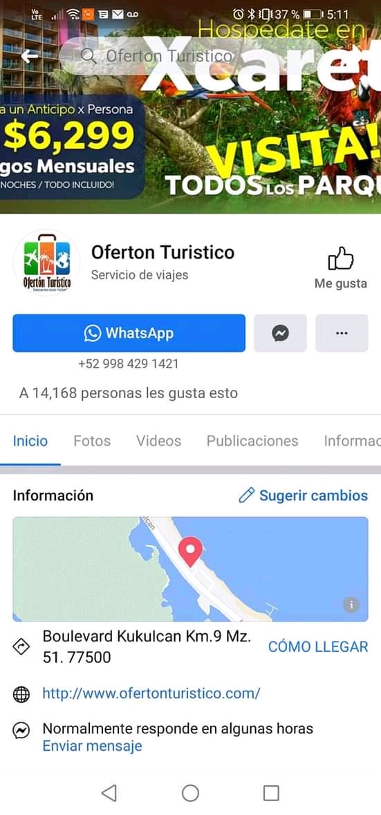Oferton Turistico / Pantallazo del perfil de FB