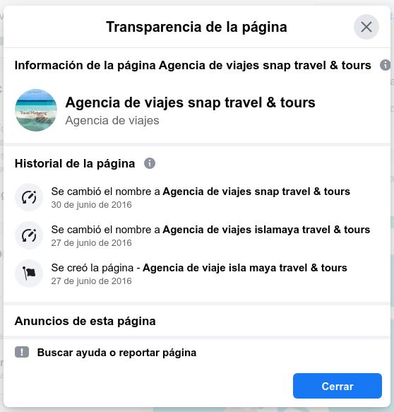 Snap Travel & Tours / Historial de la página FB