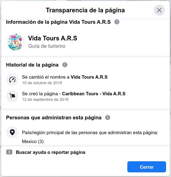 Vida Tours A.R.S / Historial de la página FB