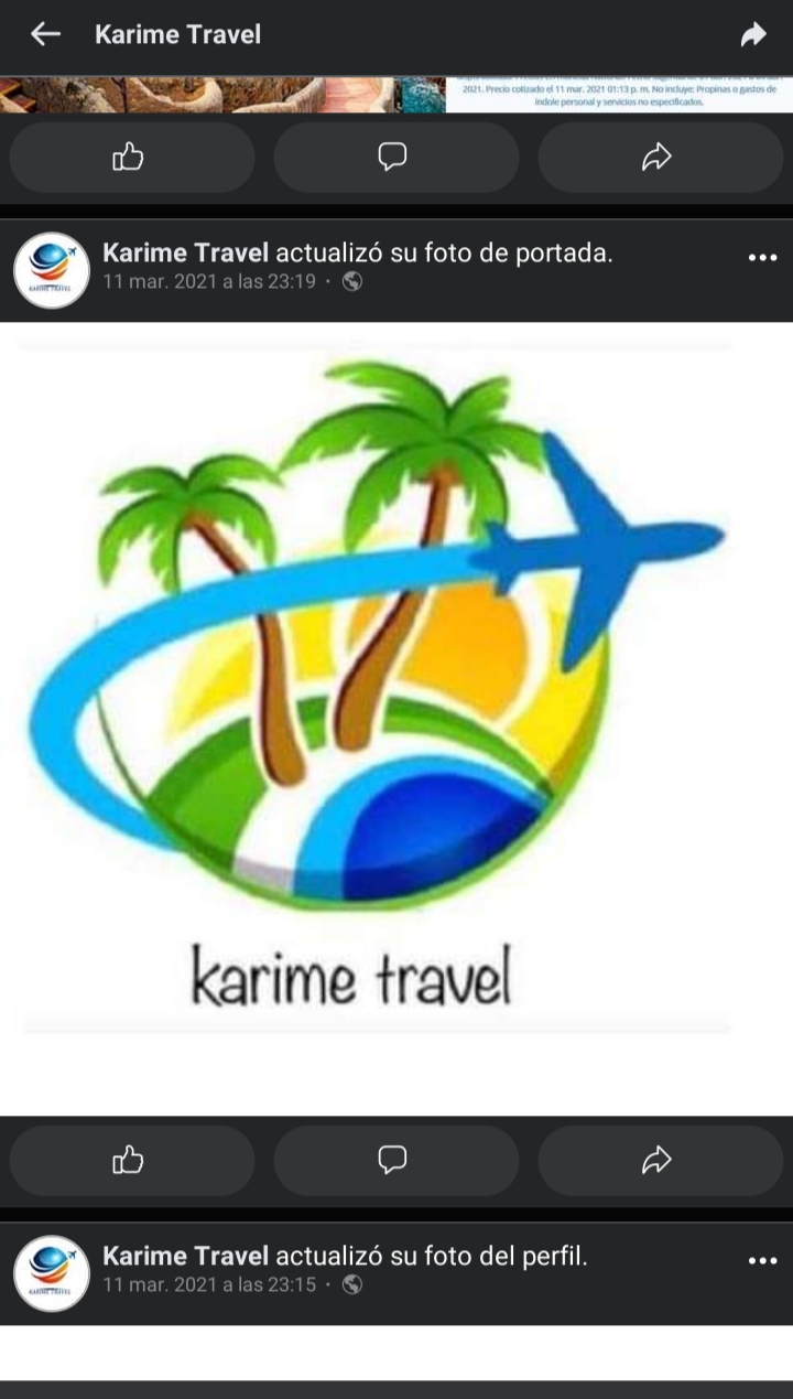 Karime Travel / Publicación extraña en página FB