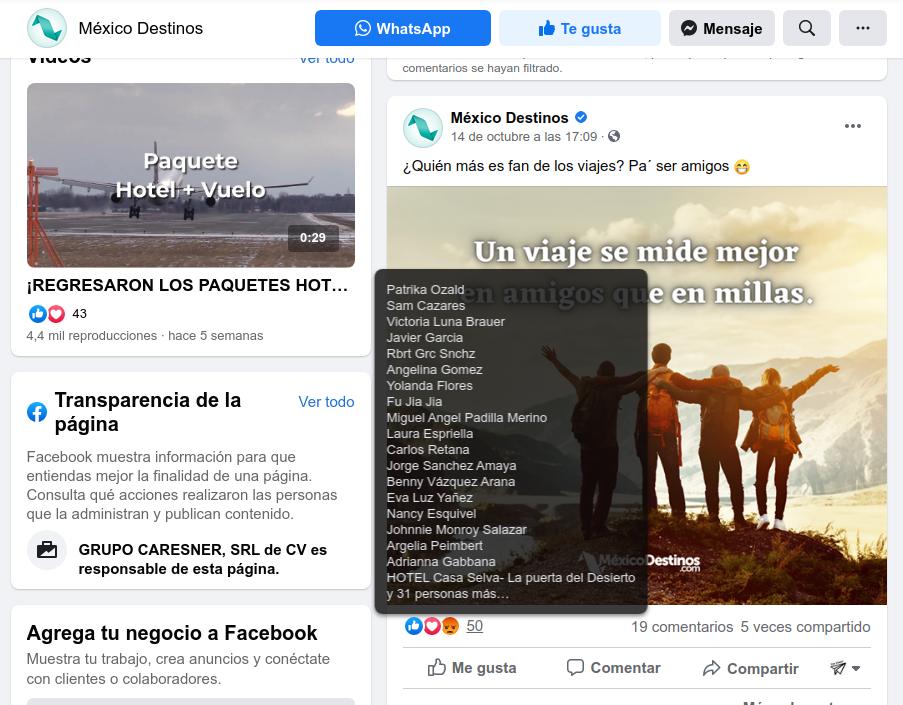 México Destinos [CLON] / Reacciones negativas en la página FB