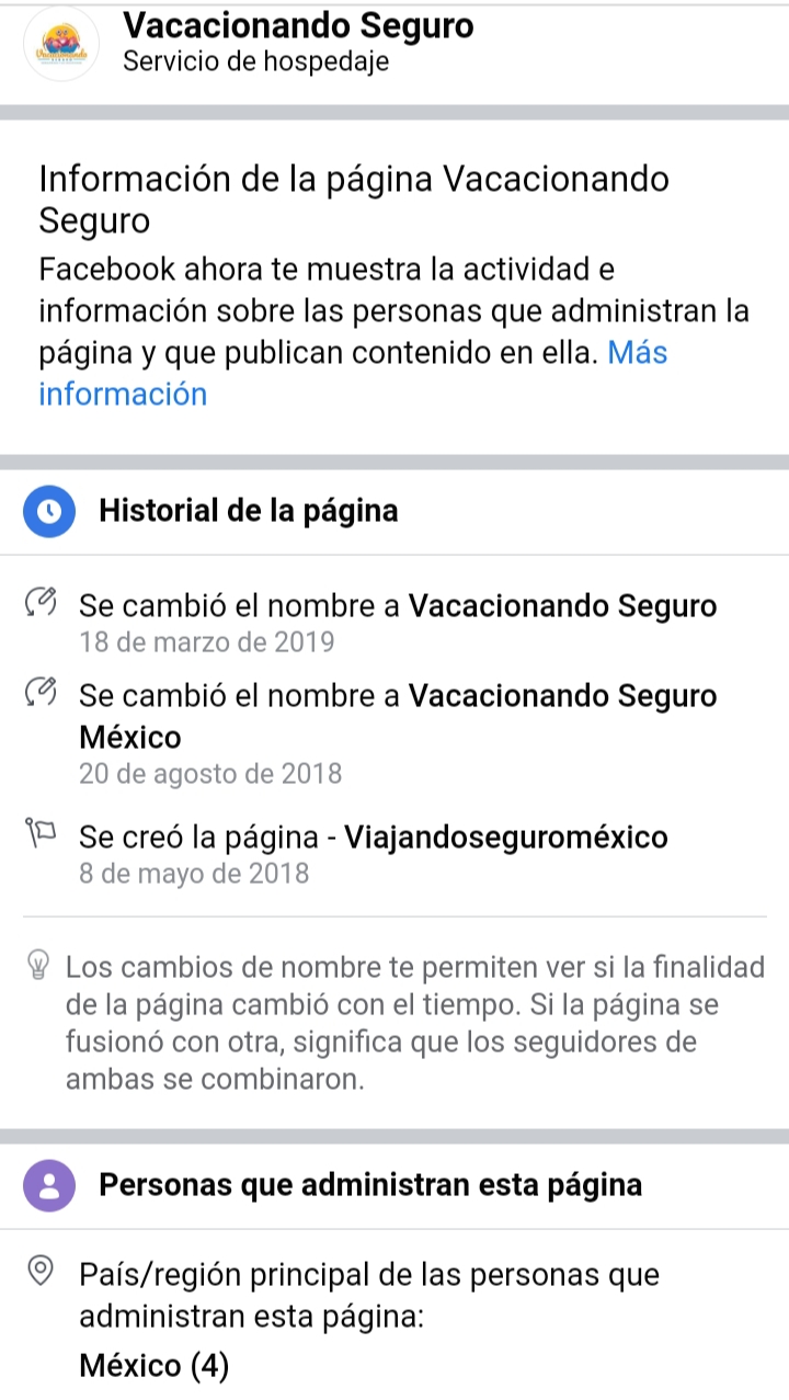 Vacacionando Seguro / Historial de la página FB