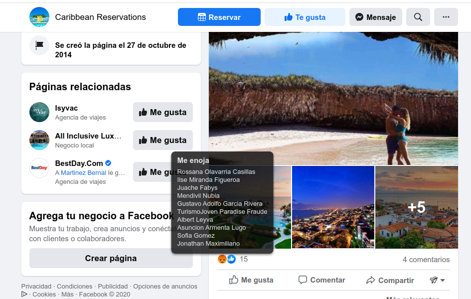 Caribbean Reservations / Quejas de los usuarios en la página de FB