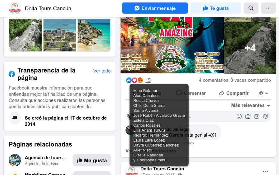 Delta Tours Cancún / Reacciones negativas en la página FB