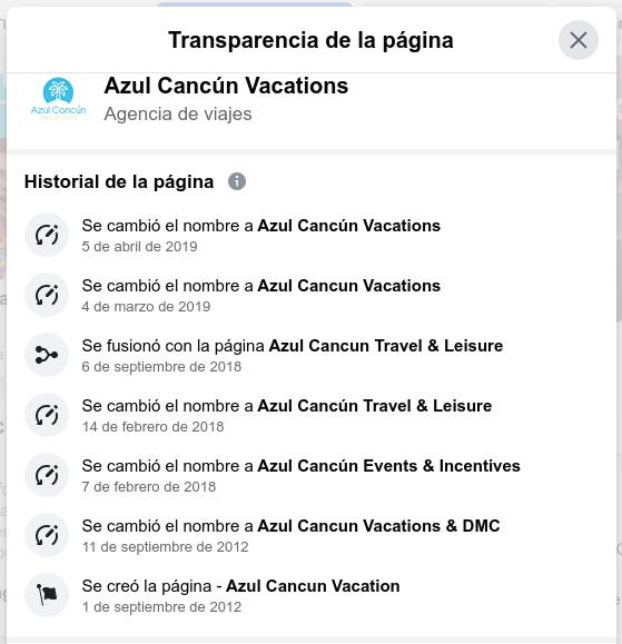 Azul Cancún Vacations / Historial de la página FB